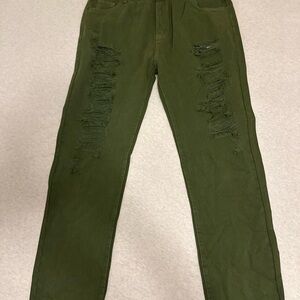 Olive Distressed Men Jeans